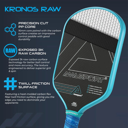 Pala de Pickleball AMASPORT Kronos | Fibra de carbono 3K