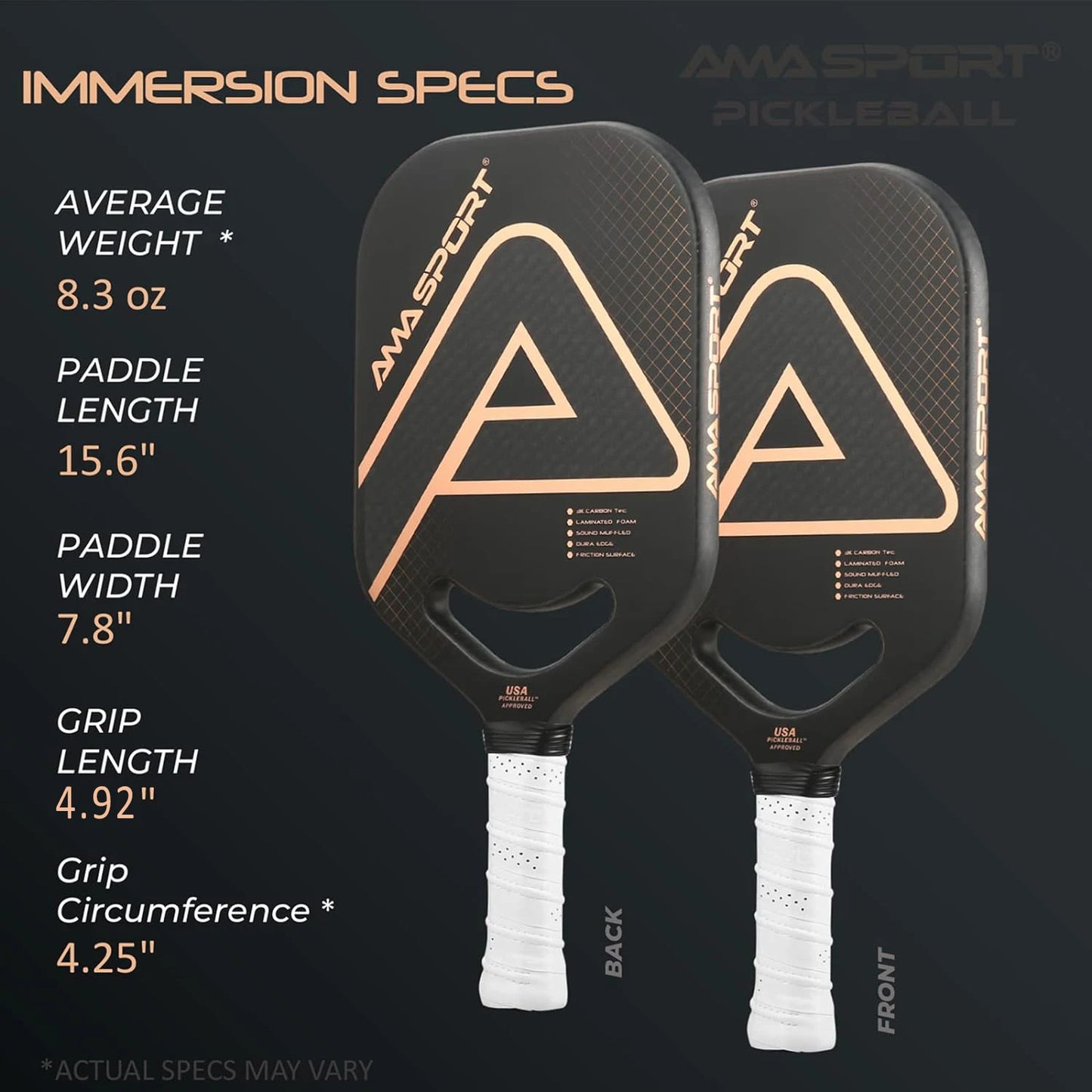 Pala de Pickleball AMASPORT Immersion Serics | Fibra de carbono