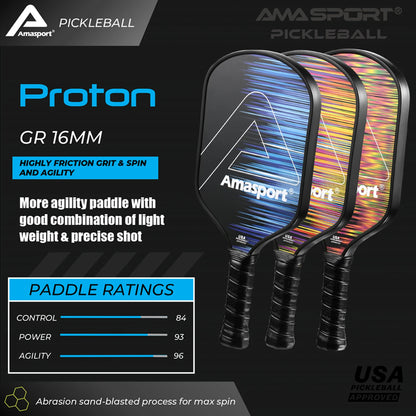 AMASPORT Kronos &amp; Proton Pickleball Paddle | 3K carbon fiber